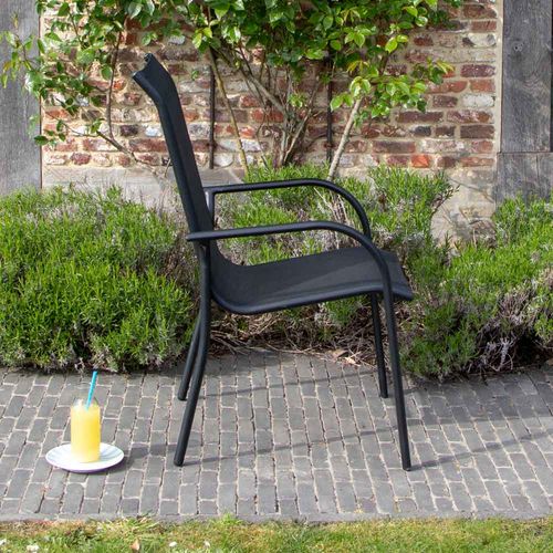 Fauteuil Blacksun Structure Aluminium Noire, Assise Textilène Noire
