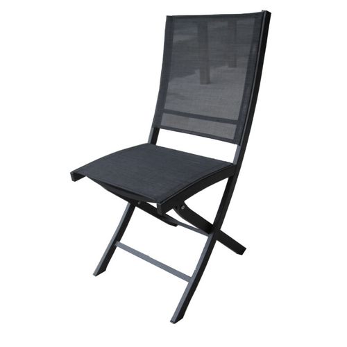 Ensemble Baliteck 6/10p En Alu Noir Et Plateau En Teck Avec 6 Fauteuils Et 4 Chaises Pliantes En Alu