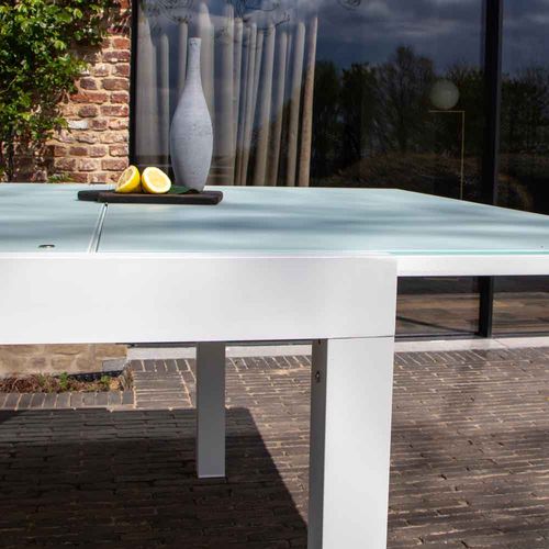 Ensemble Whitestar 8/12p En Aluminium Blanc Et Verre Blanc Avec 8 Fauteuils En Textilène