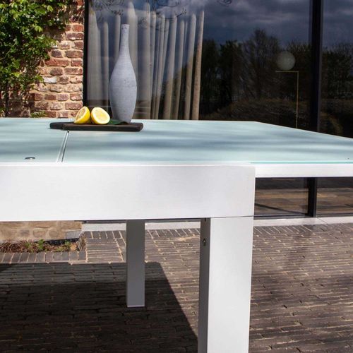 Ensemble Whitestar 8/12p En Aluminium Blanc Et Verre Blanc Avec 8 Fauteuils En Textilène