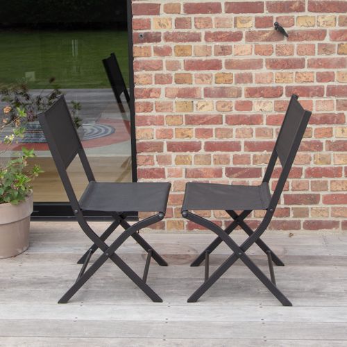 Chaises Pliantes Modulo Structure Aluminium Noire Et Assise Textilène Noir