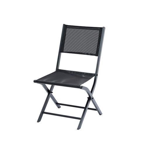 Chaises Pliantes Modulo Structure Aluminium Noire Et Assise Textilène Noir