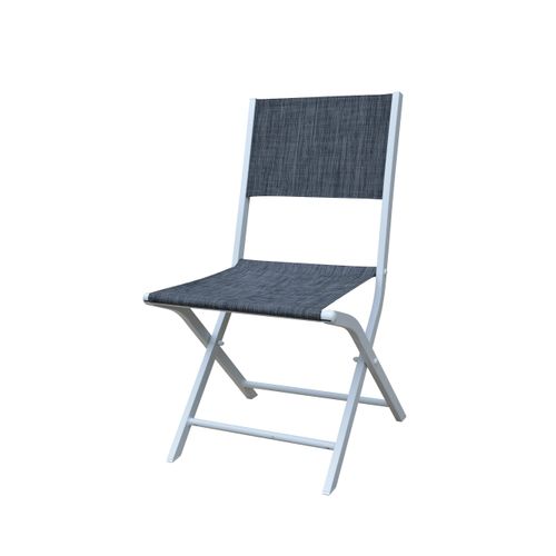 Ensemble Modulo 4/8p En Alu Blanc Et Verre Trempé Gris, 4 Fauteuils Et 4 Chaises Pliantes En Alu