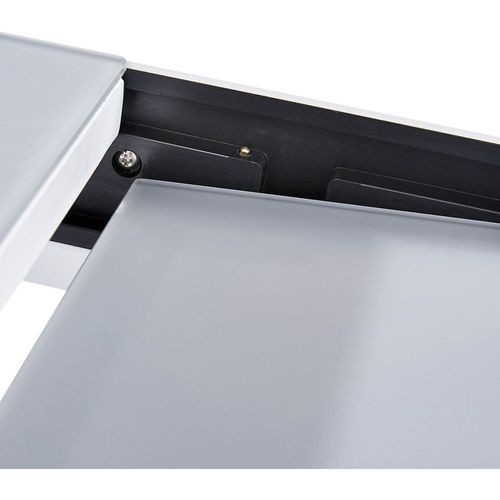 Ensemble Modulo 4/8p En Alu Blanc Et Verre Trempé Gris, 4 Fauteuils Et 4 Chaises Pliantes En Alu