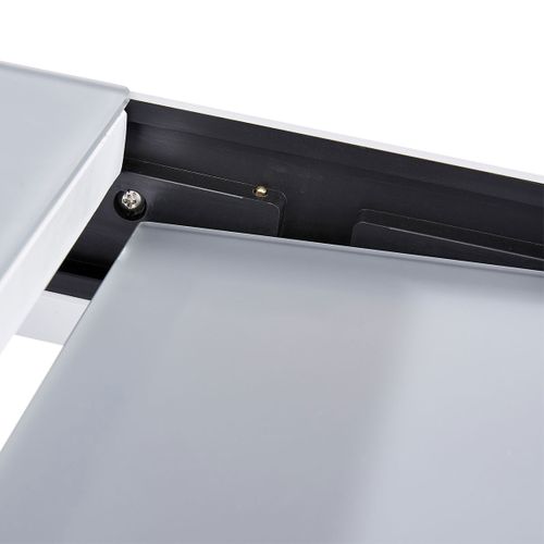 Ensemble Modulo 8/12p En Aluminium Blanc Et Verre Trempé Gris Perle Avec 12 Fauteuils En Textilène