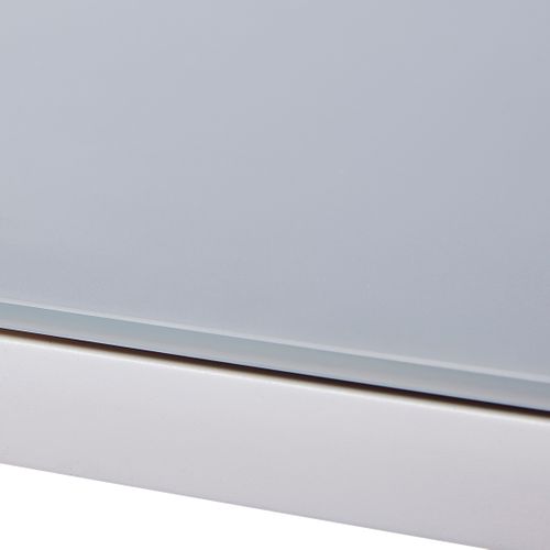 Table Modulo 8/12 Personnes Structure En Aluminium Blanche, Plateau En Verre Coloris Gris Perle