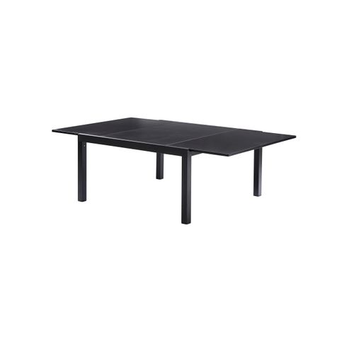 Table Blackstar 8/12 Personnes Structure Noire, Plateau En Verre Poli Noir