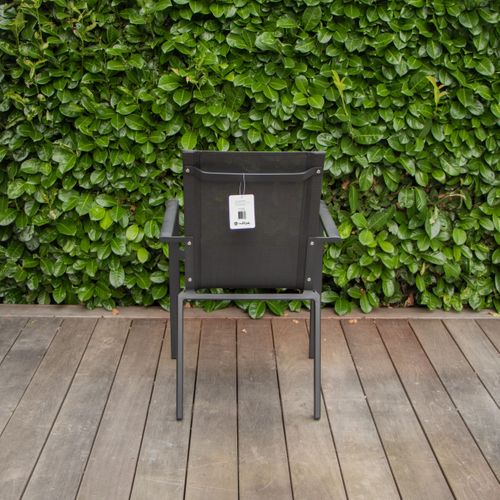 Fauteuil Blackstar Structure Aluminium Noire, Assise Textilène Noire