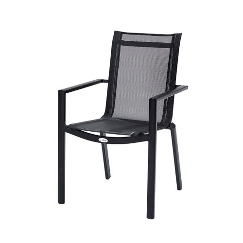 Fauteuil Blackstar Structure Aluminium Noire, Assise Textilène Noire