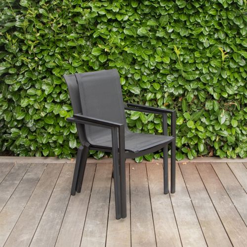 Fauteuil Blackstar Structure Aluminium Noire, Assise Textilène Noire