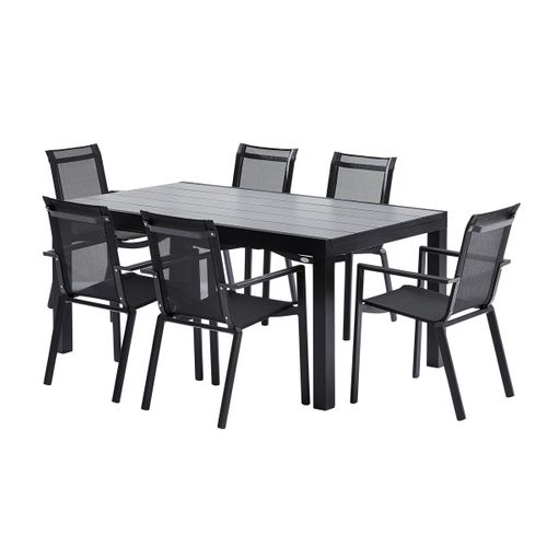 Table Hpl Star 6/10 Personnes Structure Aluminium Noire, Plateau Hpl Gris