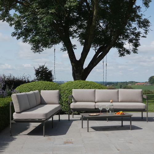 Salon De Jardin 6 Places Modulable En Aluminium Taupe Sahara