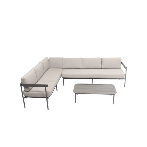 Salon De Jardin 6 Places Modulable En Aluminium Taupe Sahara