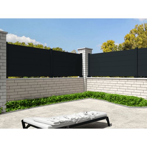 Clôture Panneau Plein Gris Anthracite L 1911 X H 515 Mm 3 Lames