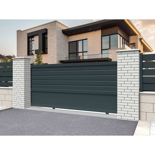 Portail Coulissant Mixte Gris Anthracite L 4000 X H 1563.6 Mm Motorisé