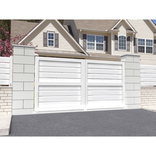 Portail Battant Brise Vue Blanc L 4000 X H 1580 Mm Motorisé