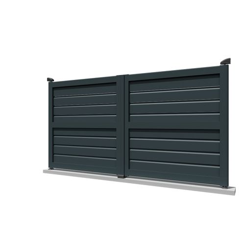 Portail Battant Brise Vue Gris Anthracite L 3000 X H 1580 Mm Motorisé