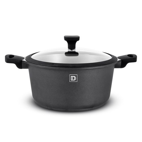 Faitout En Fonte D'aluminium 24cm 4.3l Couvercle Verre Durand Dupont