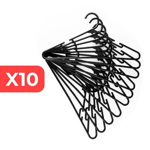 Lot De 10 Cintres Noirs En Plastique Cin10 De Garnier