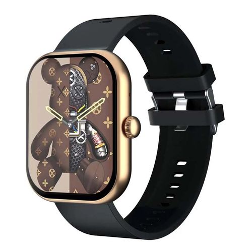 Montre Connectée Cadran Gold 2 Bracelets Silicone Noir Et Beige Inwatch Ii Gold Iconic