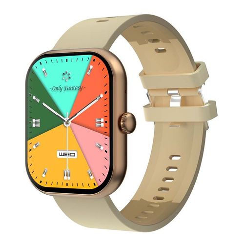 Montre Connectée Cadran Gold 2 Bracelets Silicone Noir Et Beige Inwatch Ii Gold Iconic