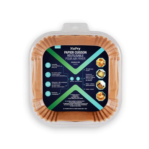 Papier cuisson pour Air Fryer NUFRY PAPERSQUARE x100