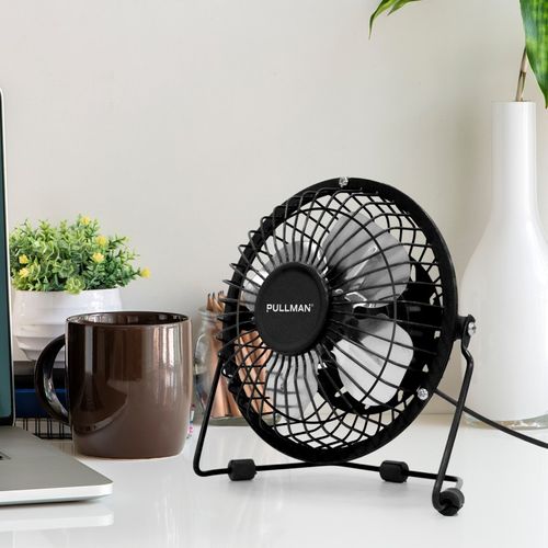 Pullman - Mini Ventilateur De Bureau USB - Portable, Léger, Orientable - En Métal Noir