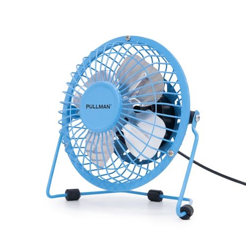 Pullman - Mini Ventilateur De Bureau USB - Portable, Léger, Orientable - En Métal Bleu