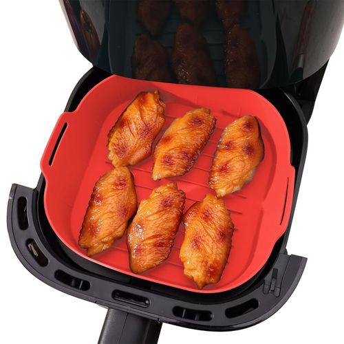 Lot De 2 Paniers Silicone Cuisson Air Fryer Silipot Square Red Kitchencook