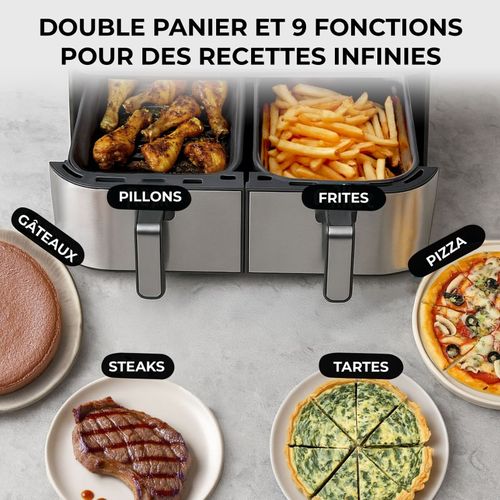 Airscreen - Airscreen11 - Double Friteuse à Air 11l - 9 Programmes - Minuterie Numérique - 2200w