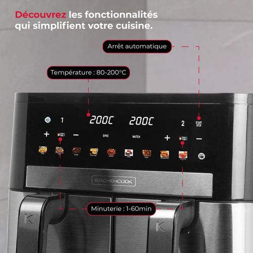 Airscreen - Airscreen11 - Double Friteuse à Air 11l - 9 Programmes - Minuterie Numérique - 2200w