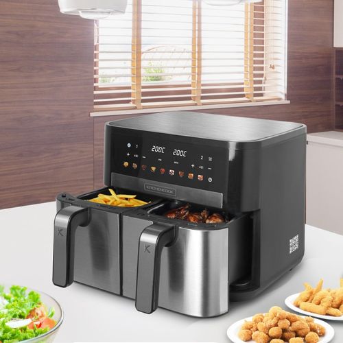 Airscreen - Airscreen11 - Double Friteuse à Air 11l - 9 Programmes - Minuterie Numérique - 2200w