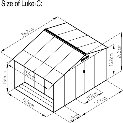 Ventoux - 8.72 M² : Abri De Jardin Avec Abri Bûches En Acier  Gris