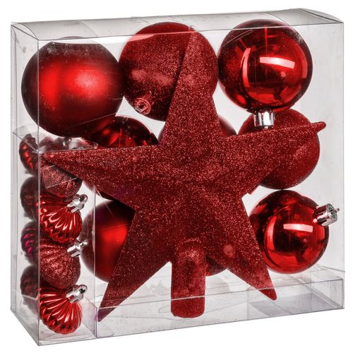 Kit De Décorations Pour Sapin De Noël - 18 Pièces - Rouge
