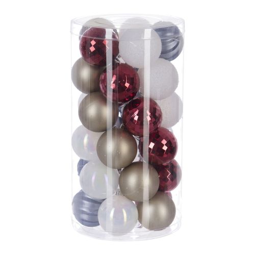 Kit Décoration Pour Sapin De Noël - 30 Pièces - Or, Rouge Et Blanc