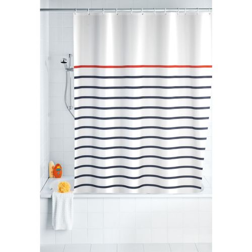 Rideau De Douche Marine - Polyester - 180 X 200 Cm - Blanc