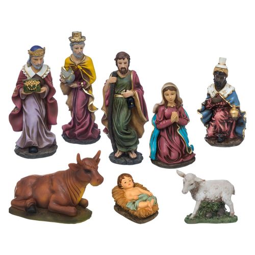 8 Santons Pour Crèche De Noël - H. 20 Cm - Multicolore