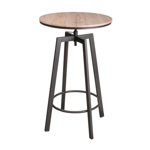 Table Haute Ronde Design Industriel Factory - Diam. 60 X H. 93 Cm - Marron