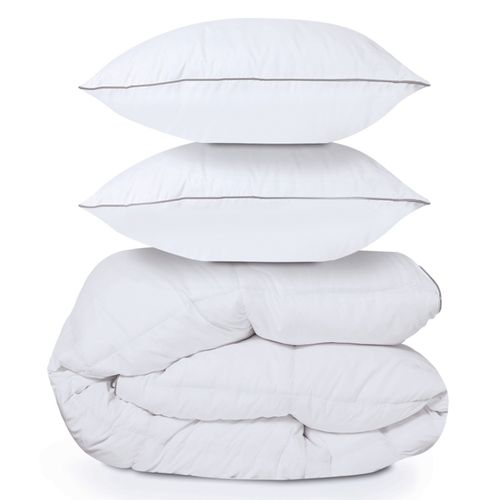 Couette 220x240 Cm Aela En Plume D'oie Anti Acarien 500 Gr + 2 Oreillers