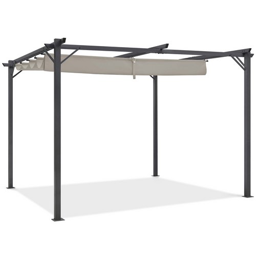 Pergola Toit Rétractable 4 Pieds 3x4 M Tonnelle Taupe