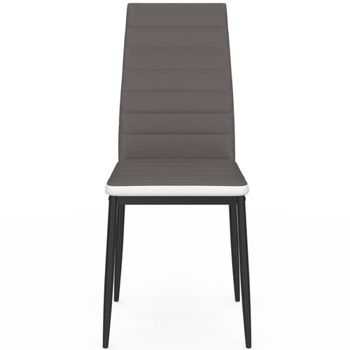 Lot De 6 Chaises Romane Grises Bandeau Blanc Pour Salle à Manger