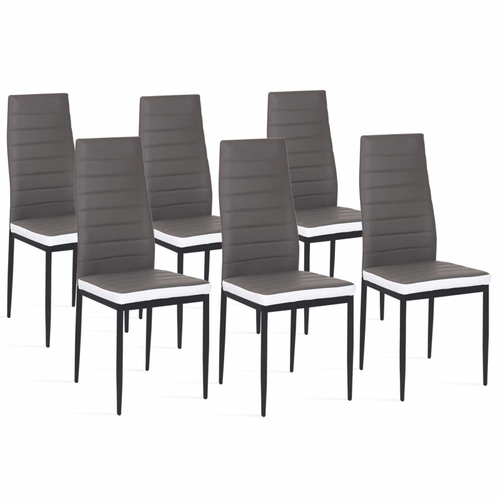 Lot De 6 Chaises Romane Grises Bandeau Blanc Pour Salle à Manger
