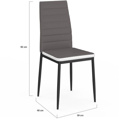 Lot De 6 Chaises Romane Grises Bandeau Blanc Pour Salle à Manger