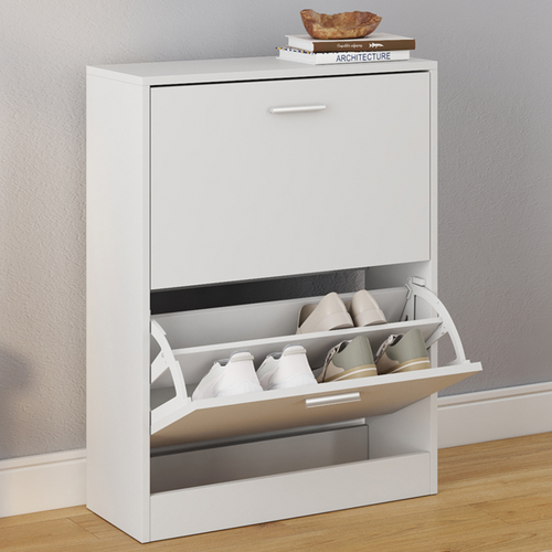 Meuble à Chaussures 12 Paires Klark 2 Portes Blanc