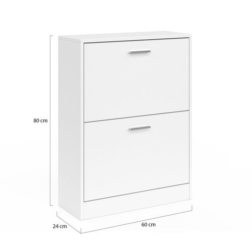 Meuble à Chaussures 12 Paires Klark 2 Portes Blanc