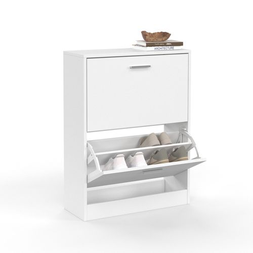Meuble à Chaussures 12 Paires Klark 2 Portes Blanc