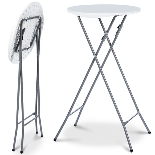 Lot De 2 Tables Hautes Pliantes 105 Cm Et 2 Housses Blanches