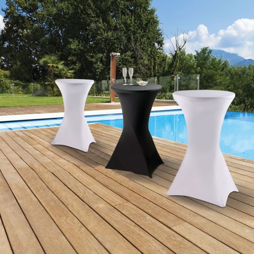 Lot De 2 Tables Hautes Pliantes 105 Cm Et 2 Housses Blanches