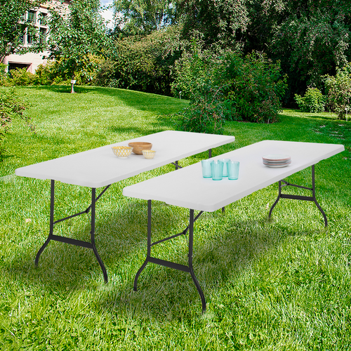 Lot De 2 Tables Pliantes Portables 180 Cm Pour Camping Ou Réception