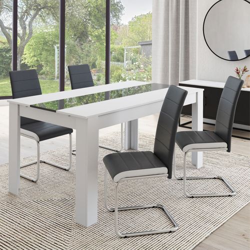 Lot De 4 Chaises Mia Grises Liseré Blanc Pour Salle à Manger